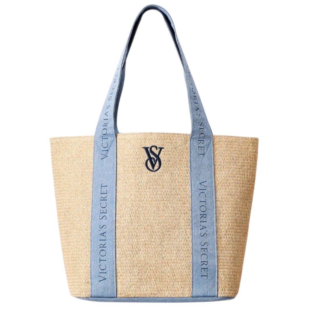 Victoria's Secret Straw Logo Tote NWT